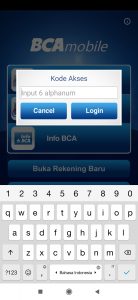 5. Selajutnya masuk ke aplikasi M Banking BCA pastikan Anda sudah mengaktifkannya terlebih dahulu ya. Pilih m BCA dan masukkan kode akses. 2