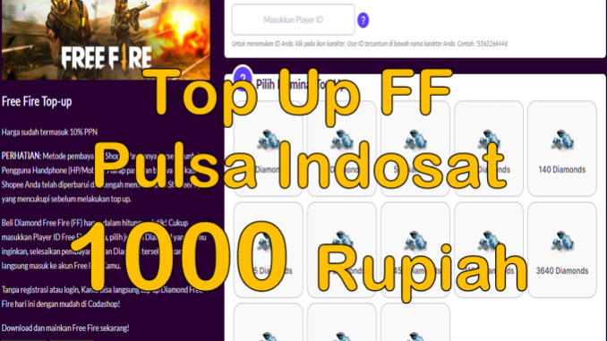 Top Up FF Pakai Pulsa Indosat 1000 Rupiah di Codashop dan UniPin