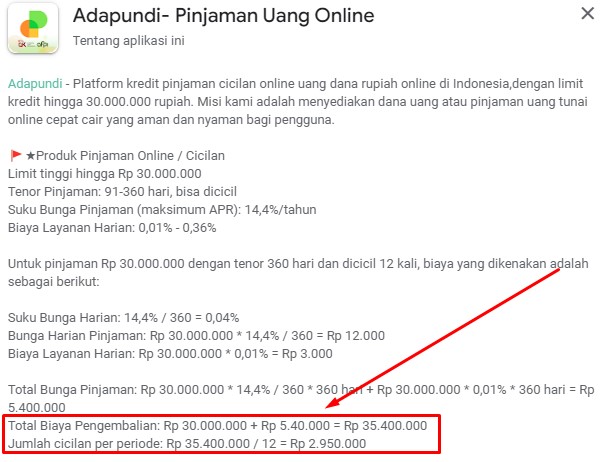 Tenor dan Bunga Adapundi 2023