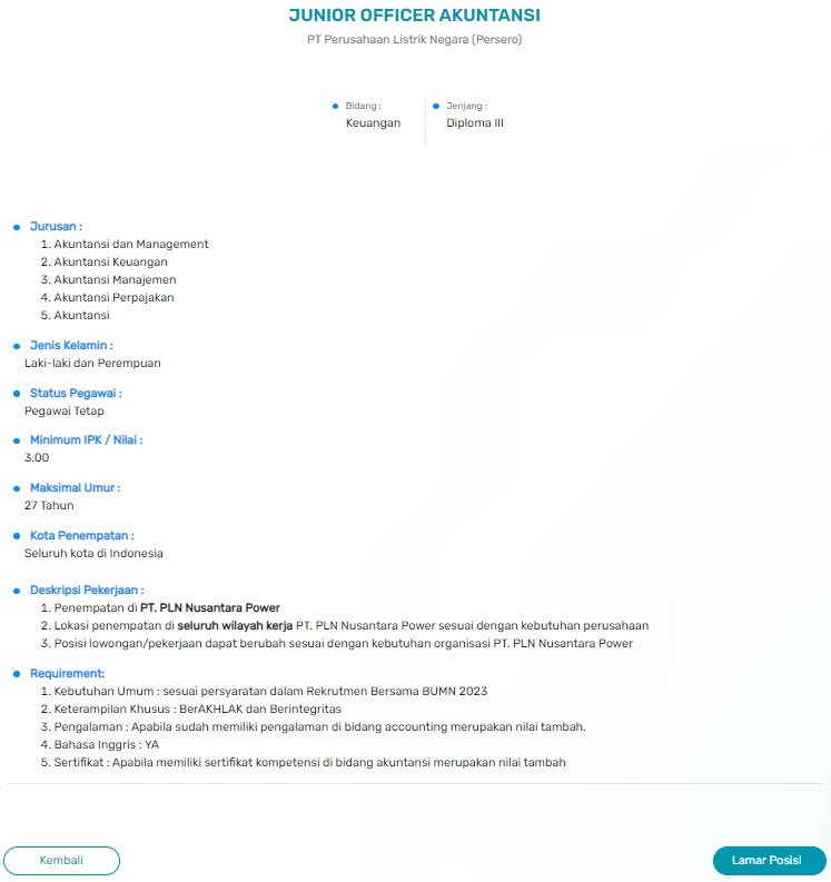 Rekrutmen BUMN 2023 PT. PLN Nusantara Power