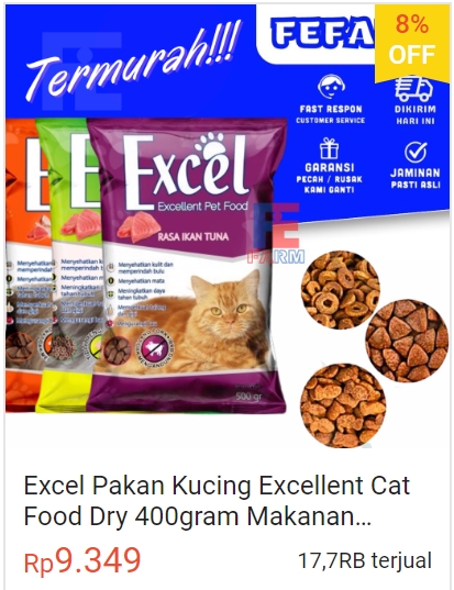 Excel Pakan Kucing Excellent Cat Food Dry 400gram